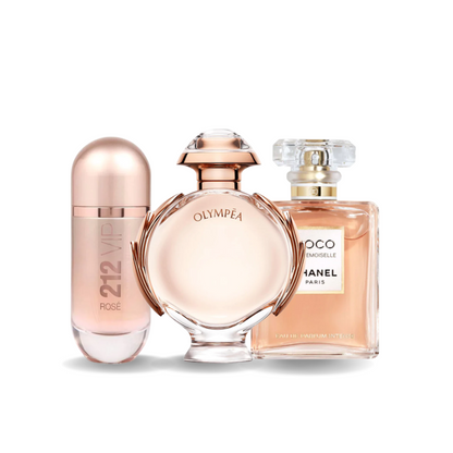 Pack 3 Perfumes - Carolina Herrera 212 VIP ROSÉ, Paco Rabanne OLYMPÉA, Chanel COCO MADEMOISELLE (Eau de Parfum)