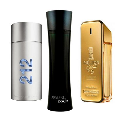 Zestaw 3 perfum – 212 Men NYC, Paco Rabanne One Million i Armani Code Homme 100 ml