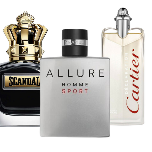 Zestaw 3 perfum – Allure Homme Sport, Jean Paul Gaultier Scandal i Cartier Declaration 100 ml