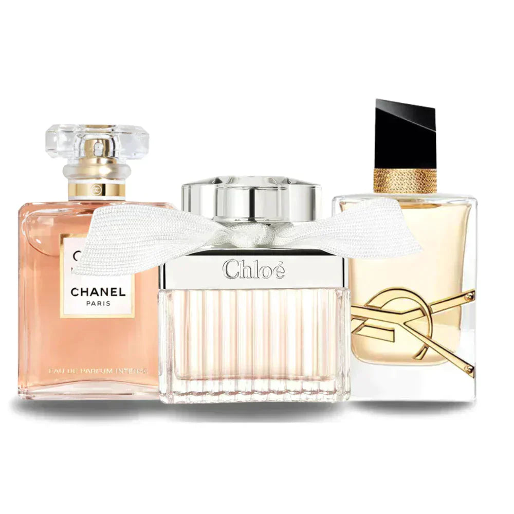 Zestaw 3 perfum – Chanel COCO MADEMOISELLE, Yves Saint Laurent LIBRE i CHLOÉ 100 ml